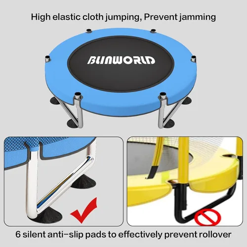 Miniatura 3 de Trampoline for Kids, 55 Inch Adjustable Baby Toddler Trampoline with Basketball Hoop, 440lbs Indoor Outdoor Toddler with Enclosure (Blue)