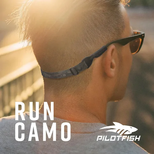Miniatura 2 de Pilotfish Correas flexibles para gafas, ajustables para deportes, se adaptan a anteojos y lentes de sol Camo Negro