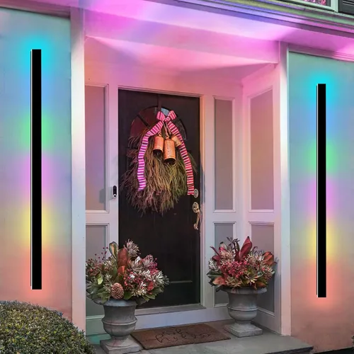 Miniatura 33 de Paquete de 2 luces de pared para exteriores de 39 pulgadas, montaje en pared, aplique moderno para exteriores, iluminación exterior lineal larga LED