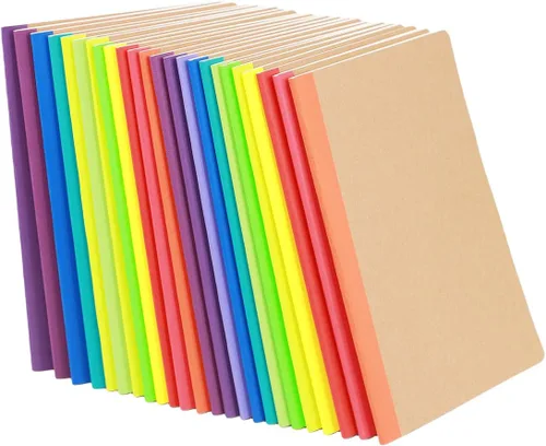 Paquete de 24 cuadernos de papel kraft A5, diarios rayados, diarios de escritura a granel, cuadernos temáticos con papel grueso, 60 páginas, 30