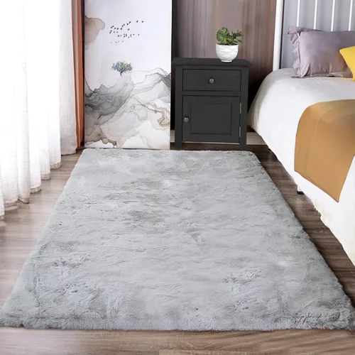 Miniatura 12 de Latepis Alfombra Pequeña Negra Esponjosa 2x3 pies Manta de Piel Sintética de Conejo Alfombra Suave Lavable Alfombras Peludas Shag para Dormitorio