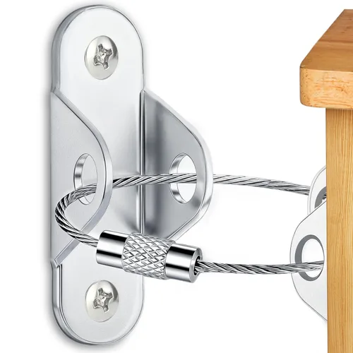 Miniatura 7 de Anclajes de muebles (10 juegos) para anclaje de pared para muebles y prueba de bebés, anclajes de pared para armarios a prueba de bebés, correas