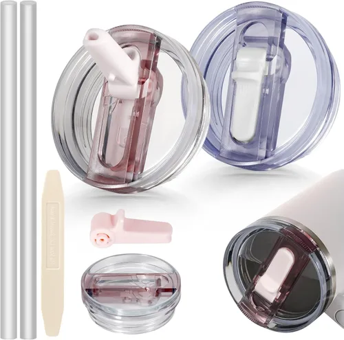 Miniatura 39 de 14 oz Tapa con popote abatible de repuesto para accesorios de vaso Stanley, 2 tapas antiderrames a prueba de derrames para vasos Stanley de 14 oz
