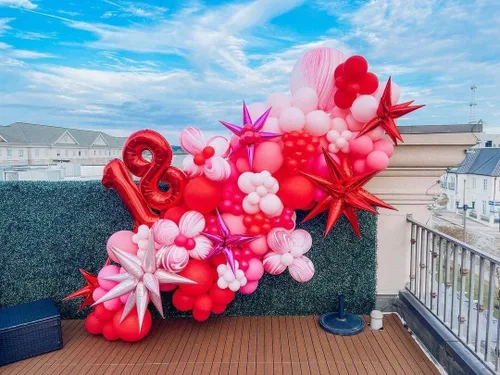 Miniatura 5 de 50 globos de papel de aluminio rojo con forma de cono de estrella – globos de Mylar de explosión de 26 pulgadas, 12 puntos 3D Starburst para 26