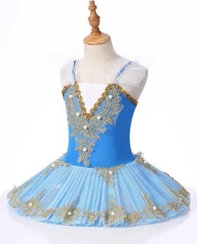 Miniatura 4 de JEATHA Camisola para niñas y niñas, leotardo con falda, vestido de ballet, cisne, lago, tutú, bailarina, disfraces para competición