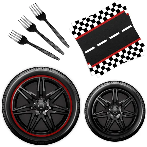 96 piezas de platos y servilletas de coches de carreras, suministros de fiesta, coches de carreras, decoraciones de fiesta de cumpleaños, regalos de