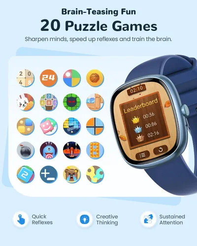 Miniatura 6 de Reloj Inteligente para Niñas Regalo: No Necesita APP Ni Teléfono, Reloj con Monitor de Frecuencia Cardíaca y Sueño, Podómetro, Reproductor de Azul