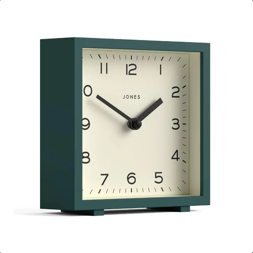 Miniatura 10 de JONES CLOCKS® Reloj de escritorio disco Elegante diseño cuadrado Negro Elegante y fácil de leer para estante, mesa, mantel o mesita de noche