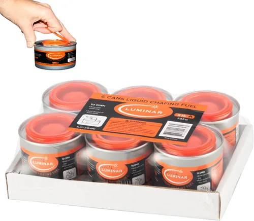 Miniatura 8 de Luminar Latas de combustible de rozaduras con mecha resellable, paquete de 6, 6 horas, quemadores de calidad premium para calentadores de alimentos