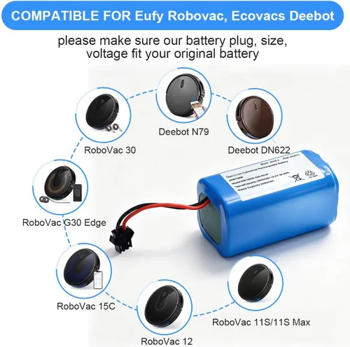 Miniatura 4 de Batería de repuesto de 14.4V 2600mAh para Ecovacs Deebot N79S N79 DN622, Eufy RoboVac 11 11S 12 15C 25C 30C 35C, híbrido G10 G20 G30 G40 R500, Goovi
