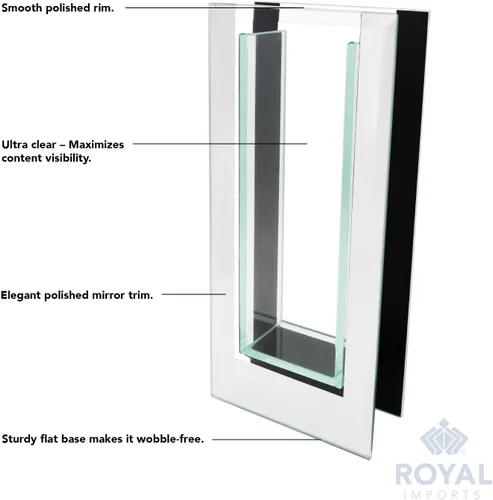 Miniatura 4 de Royal Imports, jarrón decorativo cilíndrico de vidrio reflejado. Sirve como centro de mesa para el hogar o para bodas, Vidrio, Transparente, S