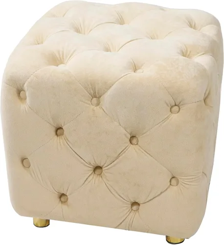 Miniatura 6 de Bellemave Otomana moderna tapizada de terciopelo, exquisita mesa auxiliar pequeña, taburete suave para pies, silla de maquillaje, asiento cómodo