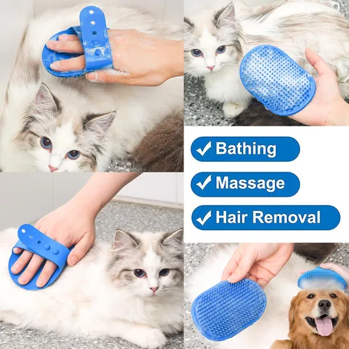 Miniatura 4 de Cepillo de aseo para gatos – Cepillo de baño de silicona para gatos y perros, cepillo de baño para perros y gatos, 3 cepillos limpiadores de pelo