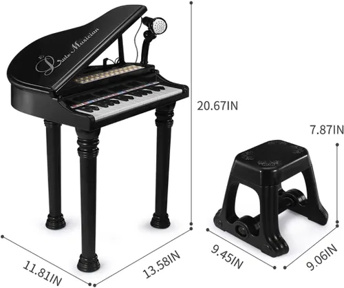 Miniatura 7 de Losbenco Juguete de teclado de piano para niños, instrumento musical electrónico para niños pequeños, juguete educativo con micrófono, múltiples