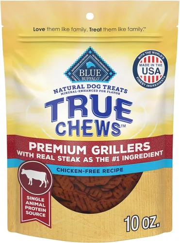 Miniatura 11 de Blue Buffalo True Chews Premium Grillers - Golosinas para perros, fabricadas en los Estados Unidos con ingredientes naturales, bistec, bolsa de 20