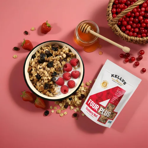 Miniatura 4 de Kellys Four Plus Granola Cereal Granola saludable de nuez de arándano para yogur Snacks hechos a mano para el desayuno – 12 onzas (paquete de 4)