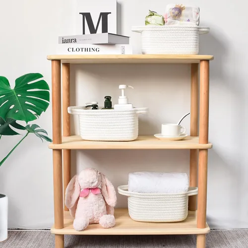 Miniatura 5 de ABenkle Cesta de almacenamiento pequeña, mini canasta, bonita canasta tejida de cuerda de algodón, cesta de estante, cesta de almacenamiento