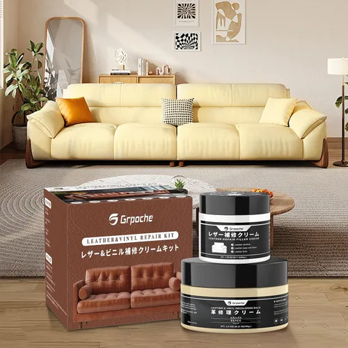 Miniatura 8 de Bálsamo de recoloración de cuero beige, acondicionador de aceite de visón para cuero y crema de relleno de cuero, kit de reparación de cuero