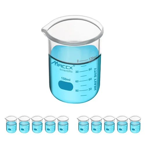 Miniatura 17 de Vaso de vidrio resistente de 3.4 onzas (3.4 fl oz), 3.3 Griffin de borosilicato de forma baja con graduación impresa, paquete de 4, BKL100-004