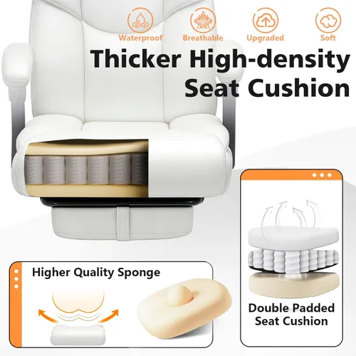 Miniatura 6 de WAILOR Silla de oficina de 400 libras con reposapiés, silla de oficina reclinable grande y alta con soporte lumbar, silla de computadora de piel