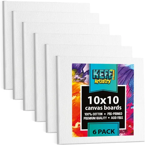 Miniatura 9 de KEFF Lienzo para pintar, paquete de 5 lienzos de 8 x 10 pulgadas, lienzos pequeños 100% algodón con triple imprimación para pintura. Mini lienzos a