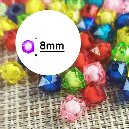 Miniatura 8 de Cubo de 400 cuentas espaciadoras de cristal cuadradas transparentes facetadas de 0.315 pulgadas (0.315 in), cuentas redondas