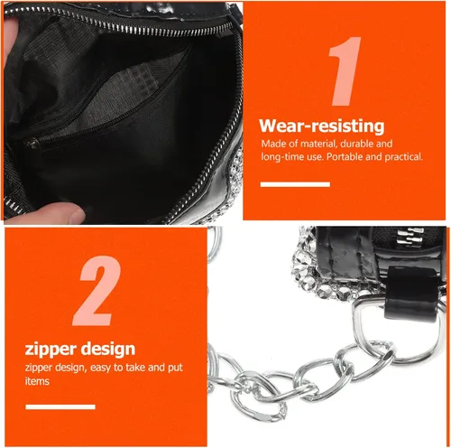Miniatura 3 de Amosfun Riñonera con diamantes de imitación 10-12 para niñas con brillantina, 1 bolsa versátil cruzada para el pecho, bolsa de cintura para viajes