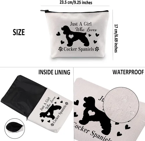 Miniatura 3 de G2TUP Cocker Spaniel Lover Gift Just A Girl Who Loves Dogs Bolsa de maquillaje para mamá Bolsa de cosméticos Bolsa de viaje con cremallera, Cocker
