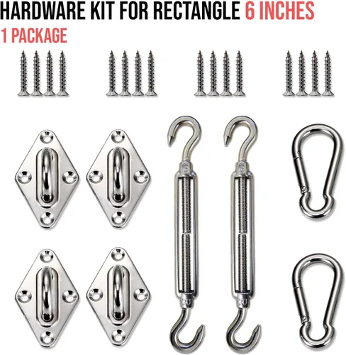 Miniatura 2 de E&K Sunrise - Kit de accesorios para toldo cuadrado y rectangular con tensores de 6 pulgadas, acero inoxidable, juego de 1