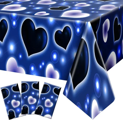 Miniatura 9 de Tudomro Paquete de 3 manteles decorativos de 54 x 108 pulgadas, para fiesta de Y2k, decoración de fiesta Y2K, mantel desechable Kpop para Negro