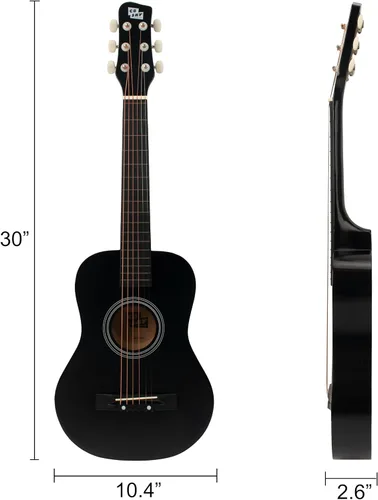 Miniatura 4 de Guitarra acústica de cuerdas de metal de 30 pulgadas, regalo para niñas, juguetes musicales para niños, instrumento musical (negro-2)