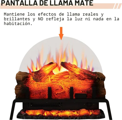 Miniatura 6 de PuraFlame Chimenea eléctrica de pie de 24" con juego de leña, inserto, calentador de 750W/1500W, 6 colores de llama con 5 niveles de brillo, sonido