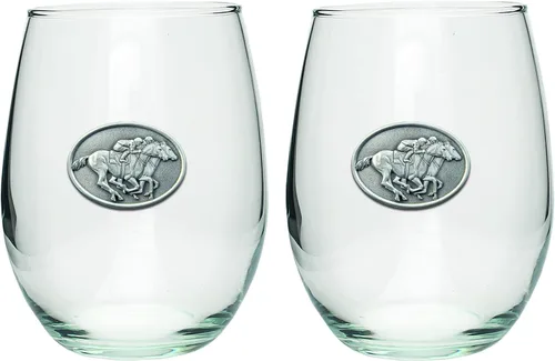 Miniatura 28 de Heritage Pewter Irish Fighter - Copas de vidrio sin tallo, juego de 2, copas de vino de copa de 15 onzas, vidrio de peltre elaborado por expertos