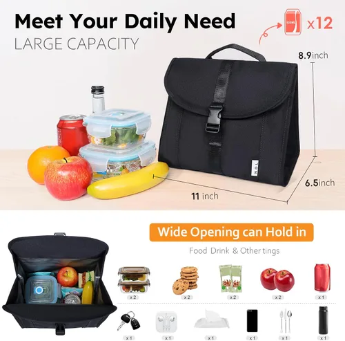 Miniatura 2 de NOL Natural Organic Lifestyle Bolsa de almuerzo aislada para mujeres/hombres, caja enfriadora de almuerzo reutilizable de nailon a prueba de fugas