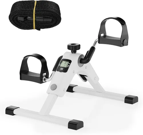 MOMODA Under Desk Bike Pedal Exerciser with LCD Display Portable Mini Exercise Bike for Arm and Leg 2-Blanco