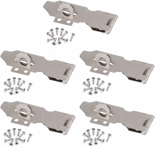Wideskall® Cerrojo de seguridad giratorio chapado en zinc de 3 pulgadas y grapas con tornillos (paquete de 1)