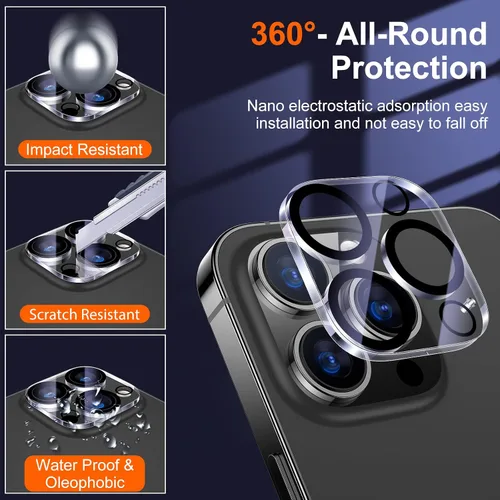 Miniatura 8 de UniqueMe - Protector de lente de cámara compatible con iPhone 13 Pro de 6.1 pulgadas / 13 Pro Max de 6.7 pulgadas, [compatible con fundas]