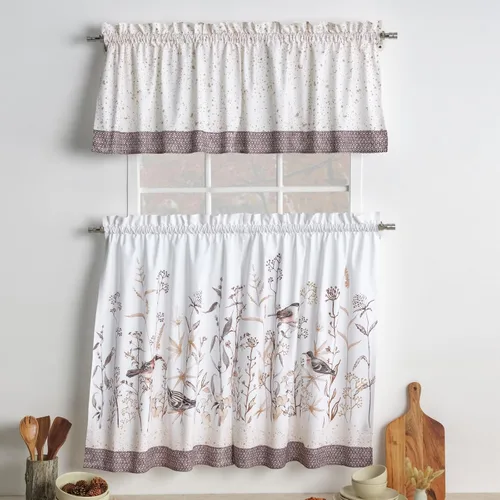 Miniatura 51 de Maison d' Hermine Juego de cortinas de cocina para ventanas, juego de cortinas de cocina 100% algodón, cenefas para el hogar [2 niveles