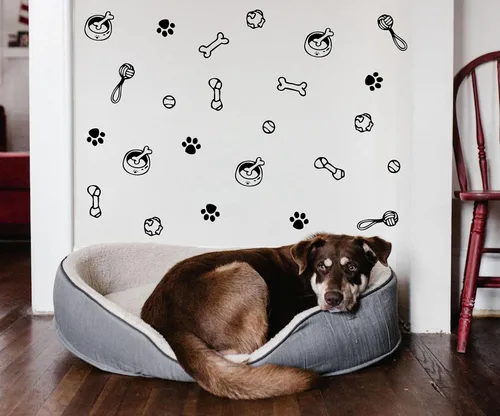 Miniatura 4 de Calcomanías de pared con diseño de pata de perro, juguete de perros, calcomanías de pared de vinilo extraíbles, calcomanías de huellas de perros
