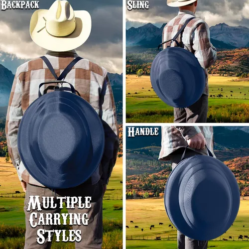 Miniatura 4 de CASEMATIX Caja de sombrero de vaquero y almacenamiento portátil para sombreros de vaquero para bordes de hasta 4.75 pulgadas, funda rígida
