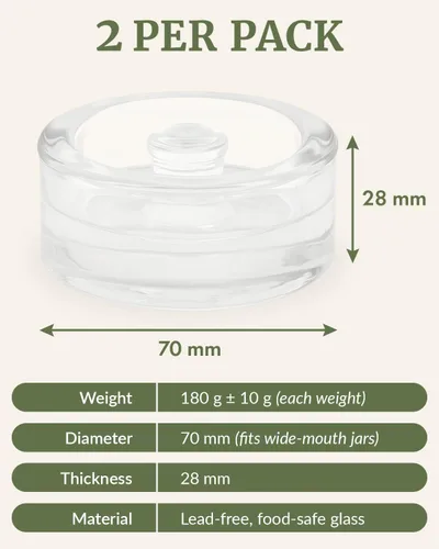 Miniatura 8 de Elementi Juego de 2 pesas de fermentación – Pesas de vidrio de fácil agarre para fermentación, peso perfecto para decapado y enlatado para frascos