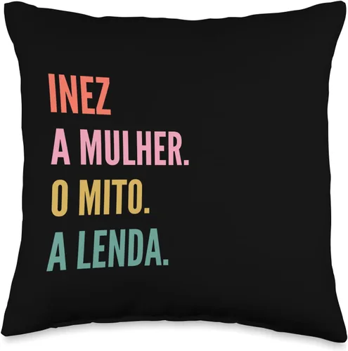 Designs De Nomes Engraçados Para Mulher Divertido cojín portugués con diseño de primer nombre, Inez, 16 x 16 pulgadas, multicolor