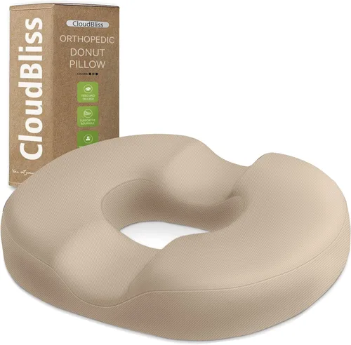Miniatura 11 de Cojín de asiento en forma de dona CloudBliss para alivio del dolor de coxis y hemorroides, cojín de silla de espuma viscoelástica para después