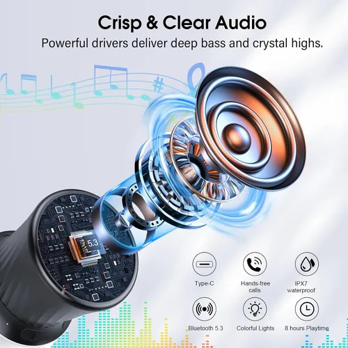 Miniatura 2 de Altavoz de ducha giratorio Bluetooth con luces RGB, altavoz portátil impermeable IPX5 con ventosa, mini altavoz Bluetooth 5.3 de graves profundos