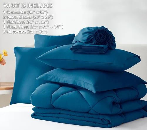 Miniatura 367 de CozyLux Juego de edredón tamaño King, color naranja quemado, toda la ropa de cama en una sola bolsa, 7 piezas: edredón, fundas de almohada