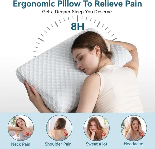 Miniatura 3 de Almohada cervical para el cuello, almohada de contorno de espuma viscoelástica para aliviar el dolor, almohada cervical para dormir, almohada