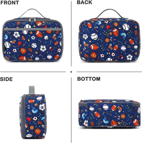Miniatura 8 de FlowFly Lonchera para niños, bolsa suave aislada, mini hielera para el regreso a clases, kit de bolsa térmica para comidas, para niñas, niños, fútbol