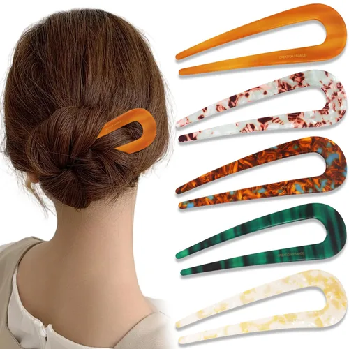 Miniatura 8 de Atoden Horquillas de metal para moño, estilo francés, updo, en forma de U, accesorios de peinado para mujeres
