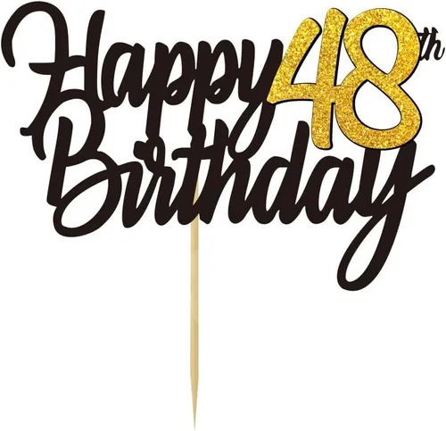 Miniatura 13 de Decoración para tarta de cumpleaños número 24 con purpurina para 24 años, decoraciones de cumpleaños de 24 años, decoraciones doradas para tartas