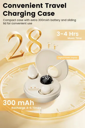 Miniatura 5 de Auriculares para dormir de lado, auriculares inalámbricos Bluetooth, mini tapones invisibles para los oídos, diseño pequeño, cómodos auriculares